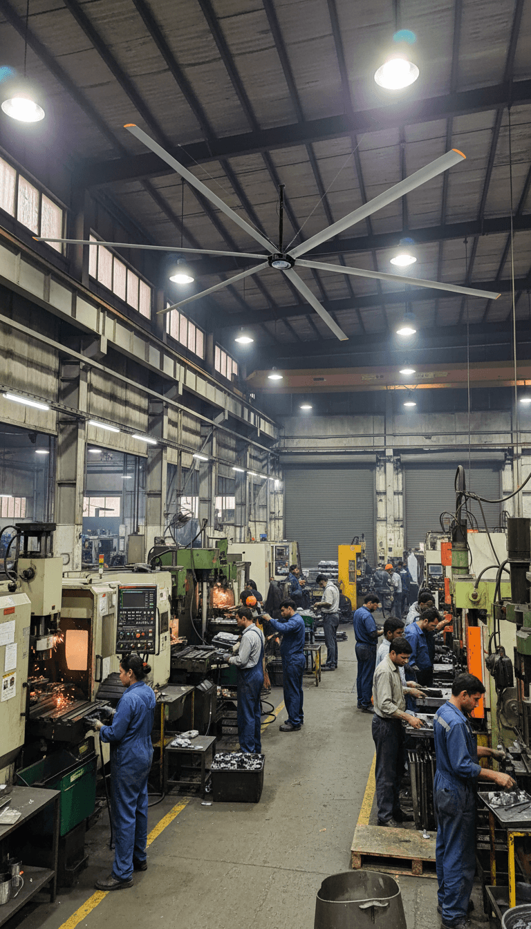 Aruth AVS-H7300 Industrial HVLS Fan - Gearless BLDC Motor Technology