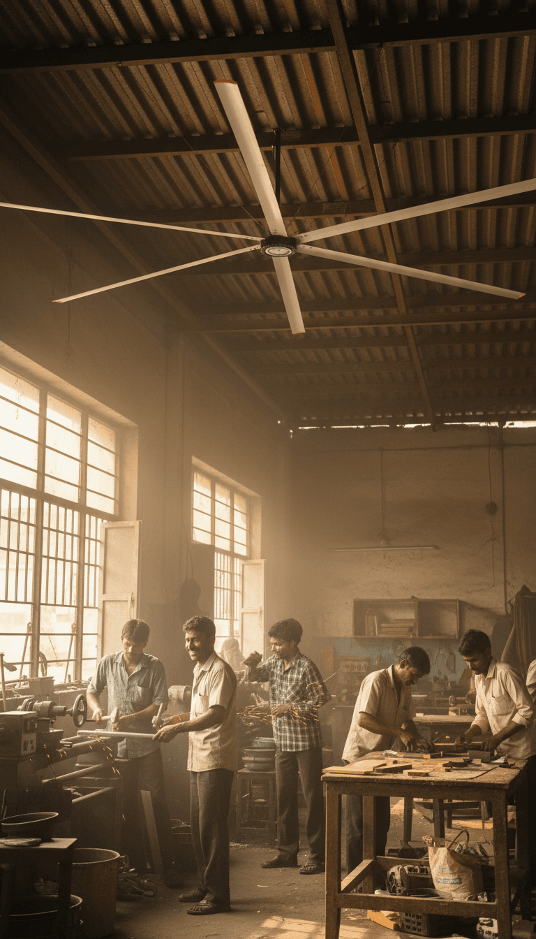 Aruth AMH-2000 Movable Industrial HVLS Fan - PMSM Technology Power Cooling